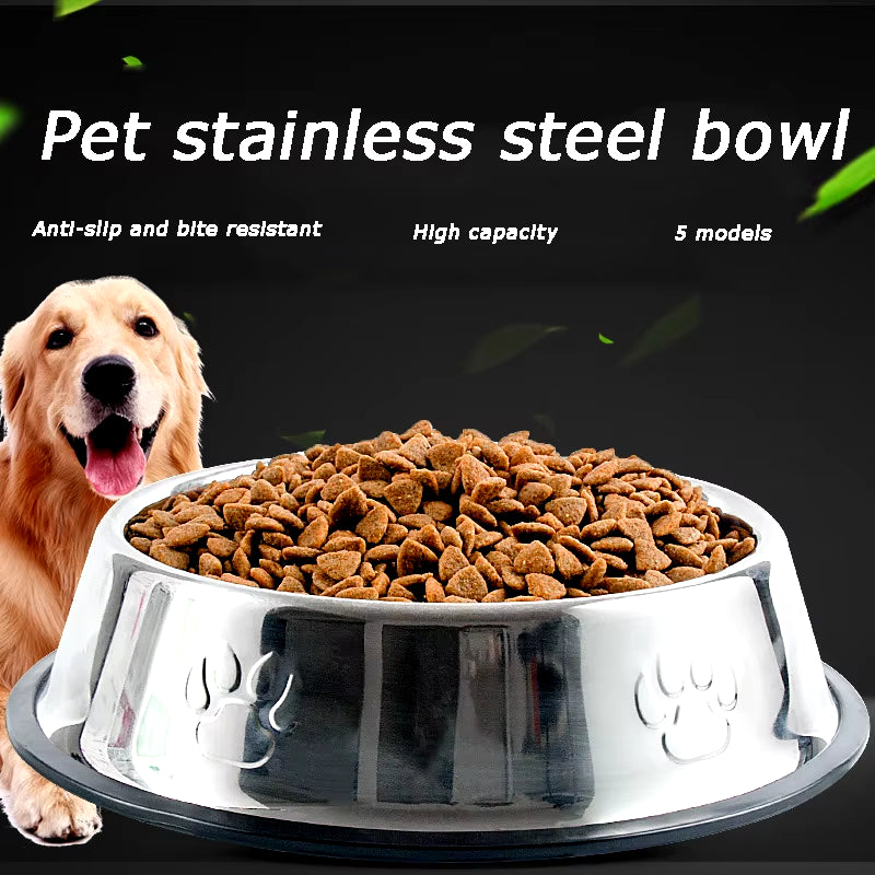 6 Size Pet Dog Cat Bowls Stainless Steel Feeding Feeder Water Bowl for Pet Dog Cats Puppy Outdoor Food Dish XS/S/M/L/XL/XXL